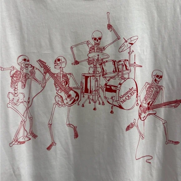 Alexander McQueen SKELETON BAND-PRINT SHORT-SLEEVED T-SHIRT IN WHITE